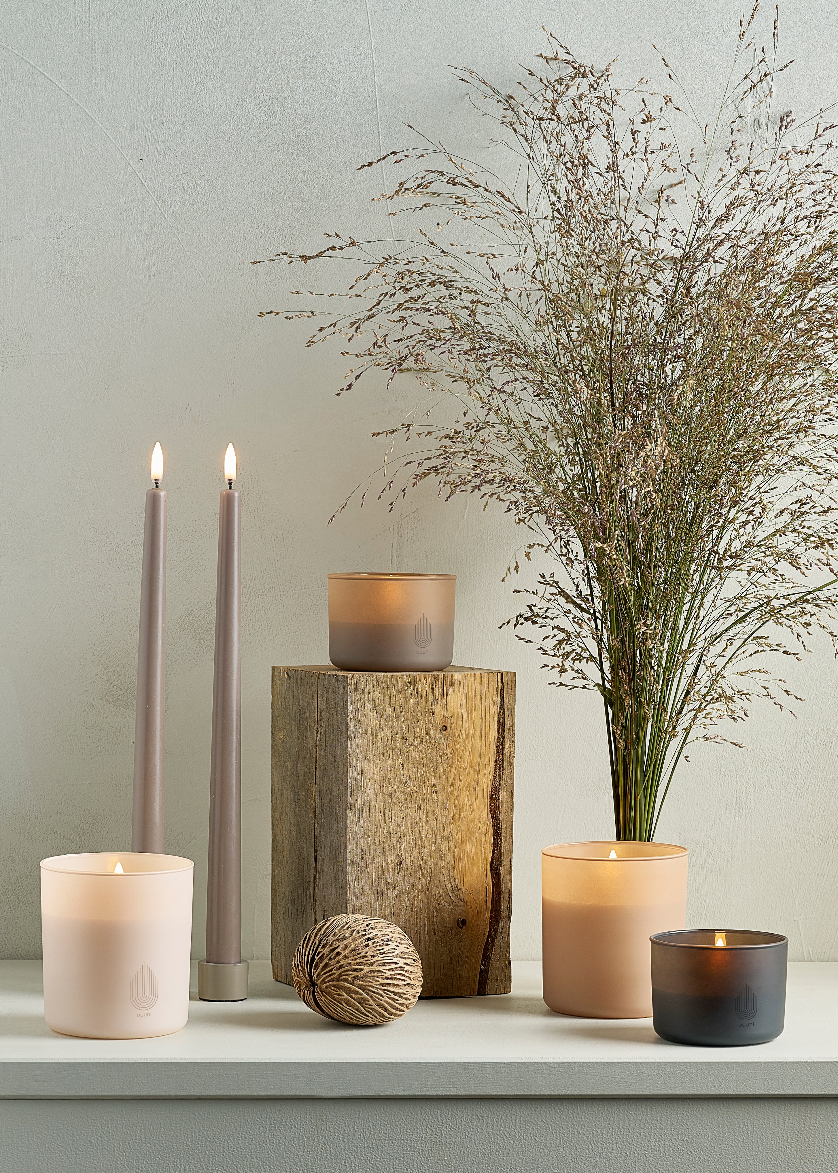 Taper lysestager, Sandstone - 2 stk.